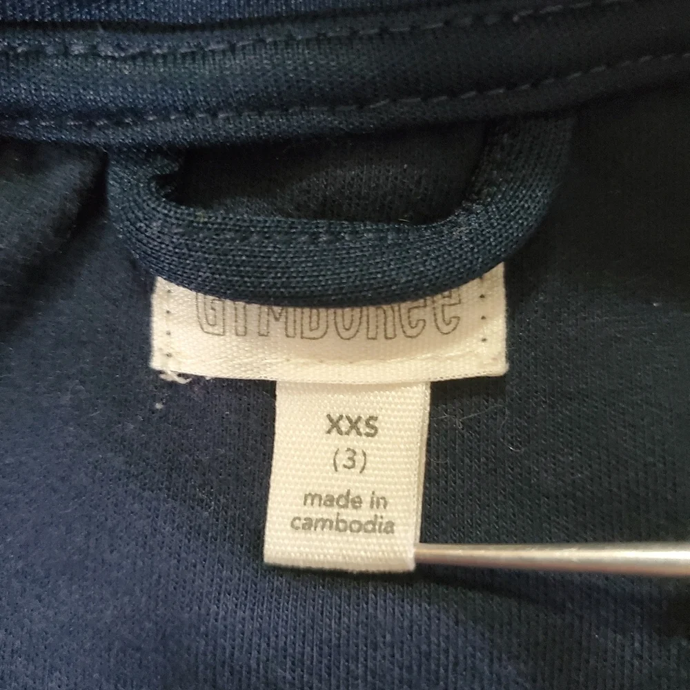 K1183 * Gymboree Girls Chevron Track Jacket Navy Blue Pinks Size XXS (3)